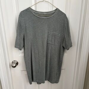 J. Crew Green and Black Striped Short Sleeve Tee